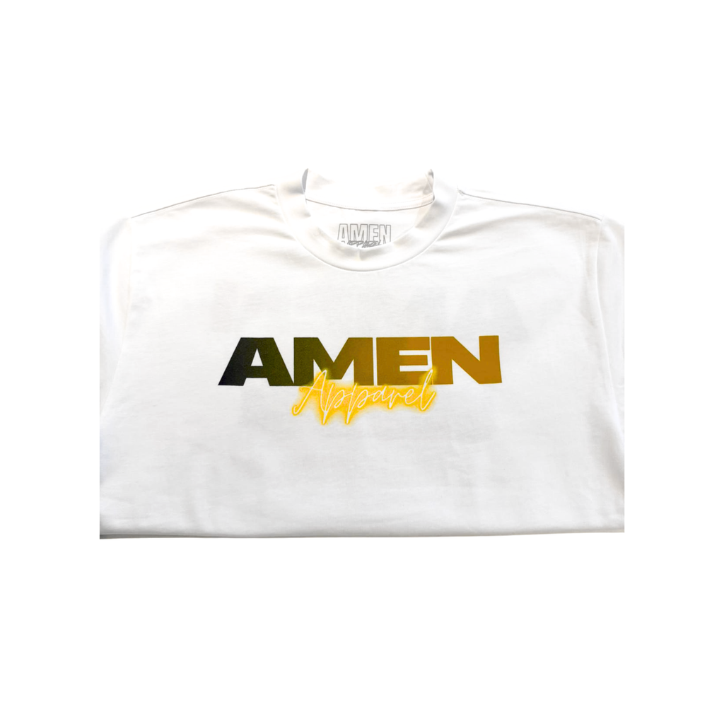 Amen Apparel King of Kings White Tee Gold Crown of thorns oversized t shirt christian catholic amen Streetwear