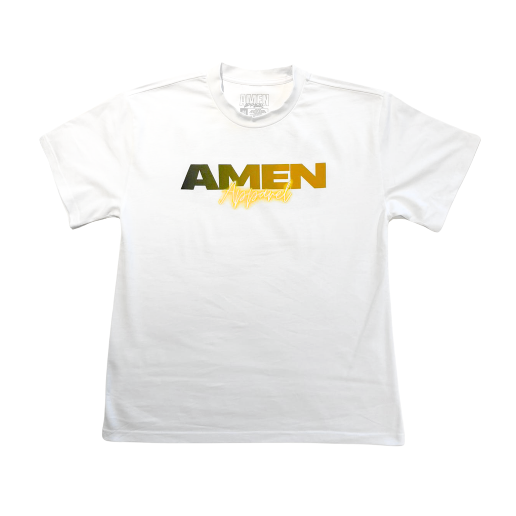 Amen Apparel King of Kings White Tee Gold Crown of thorns oversized t shirt christian catholic amen Streetwear
