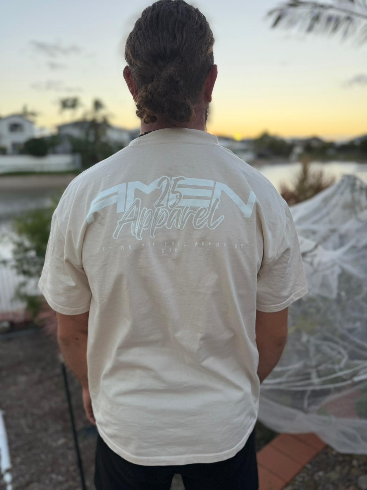 Amen Apparel Catholic Christian streetwear Beige Oversized t-shirt for men  and women Australia