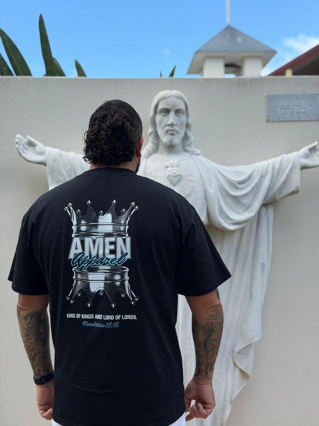 Amen Apparel King of Kings Black Tee Silver Crown of thorns oversized t shirt christian catholic amen Streetwear Jesus