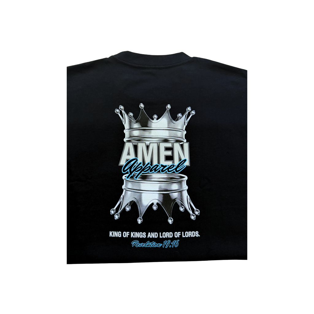 Amen Apparel King of Kings Black Tee Silver Crown of thorns oversized t shirt christian catholic amen Streetwear Jesus