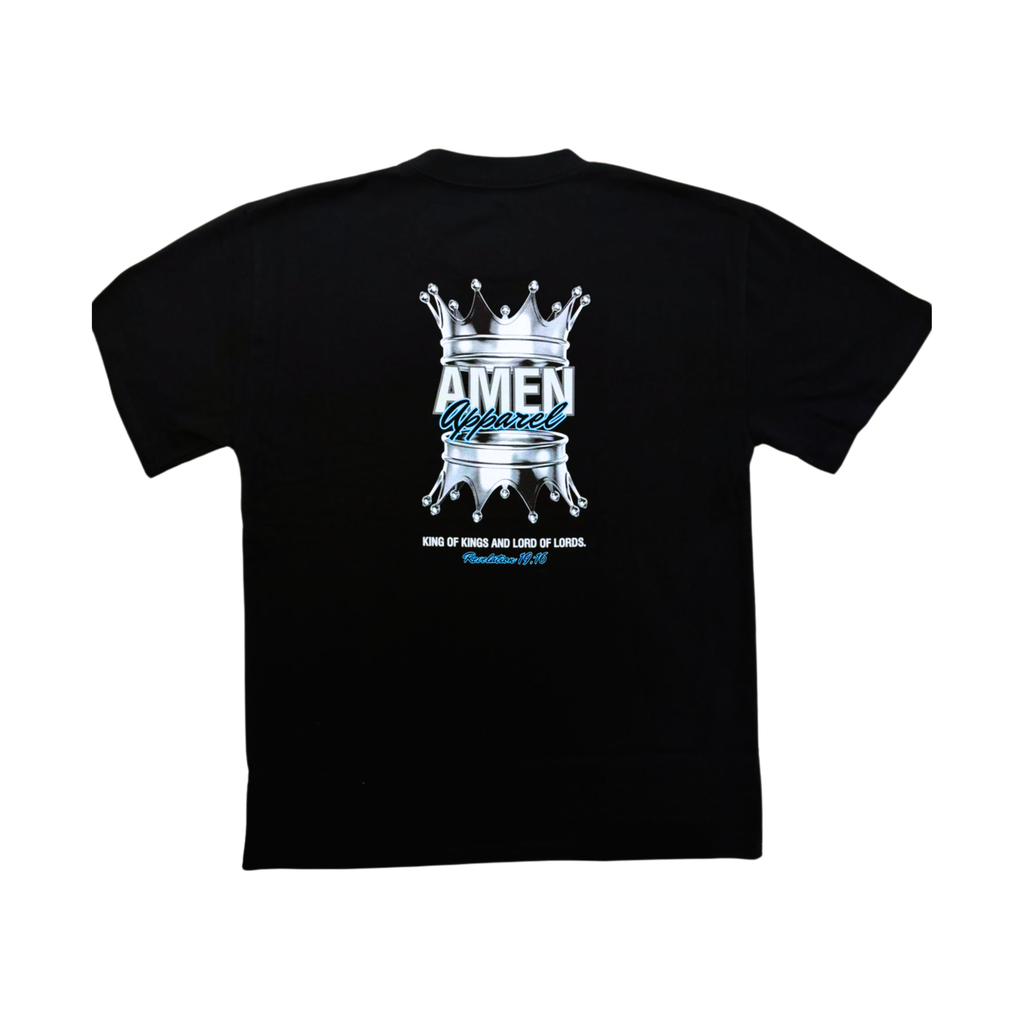 Amen Apparel King of Kings Black Tee Silver Crown of thorns oversized t shirt christian catholic amen Streetwear Jesus
