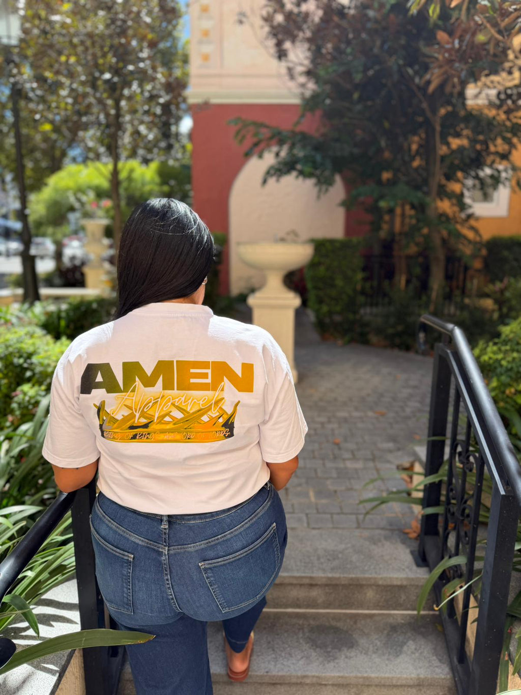 Amen Apparel King of Kings White Tee Gold Crown of thorns oversized t shirt christian catholic amen Streetwear Jesus