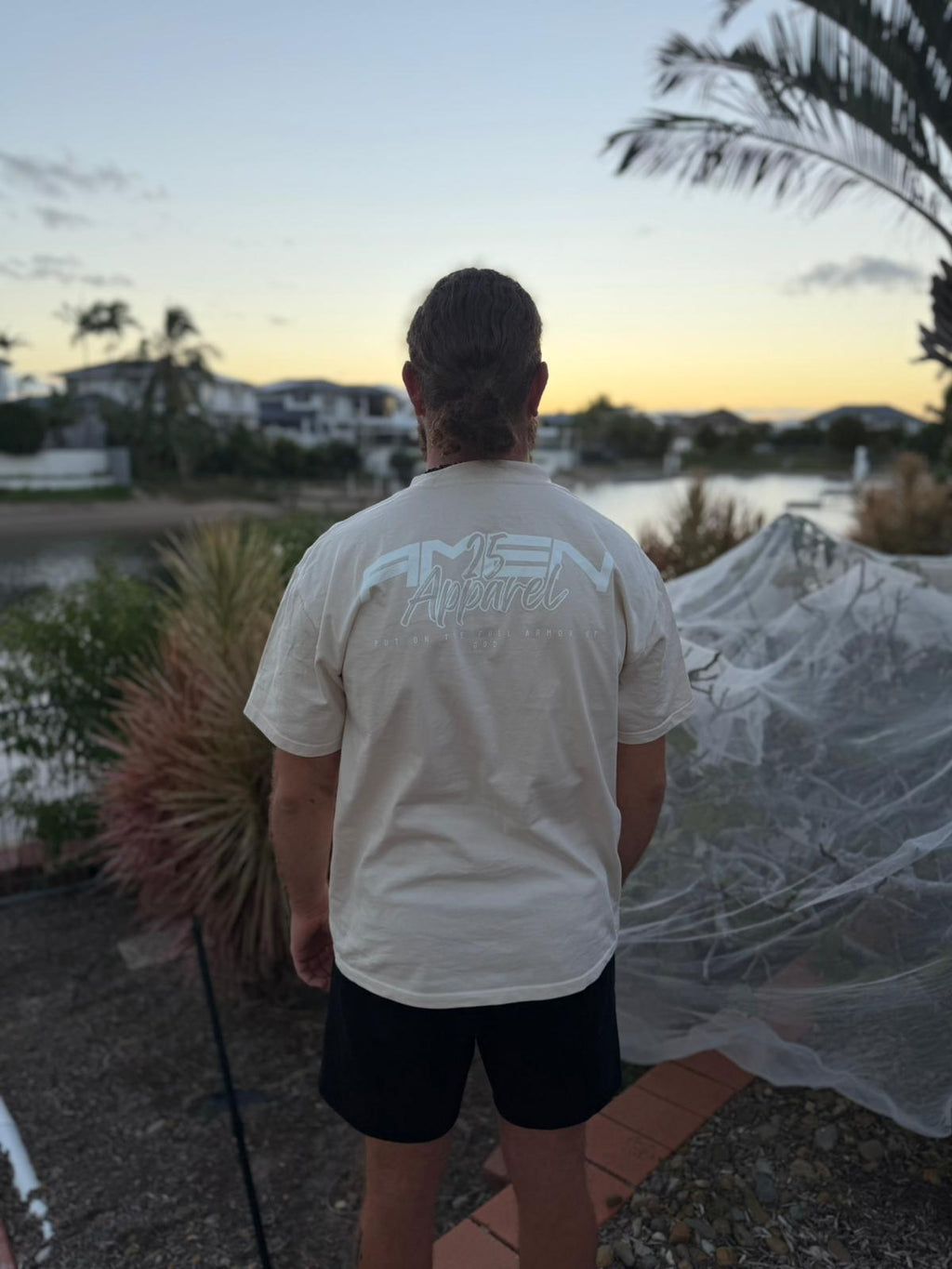 Amen Apparel Catholic Christian streetwear Beige Oversized t-shirt for men  and women Australia faith