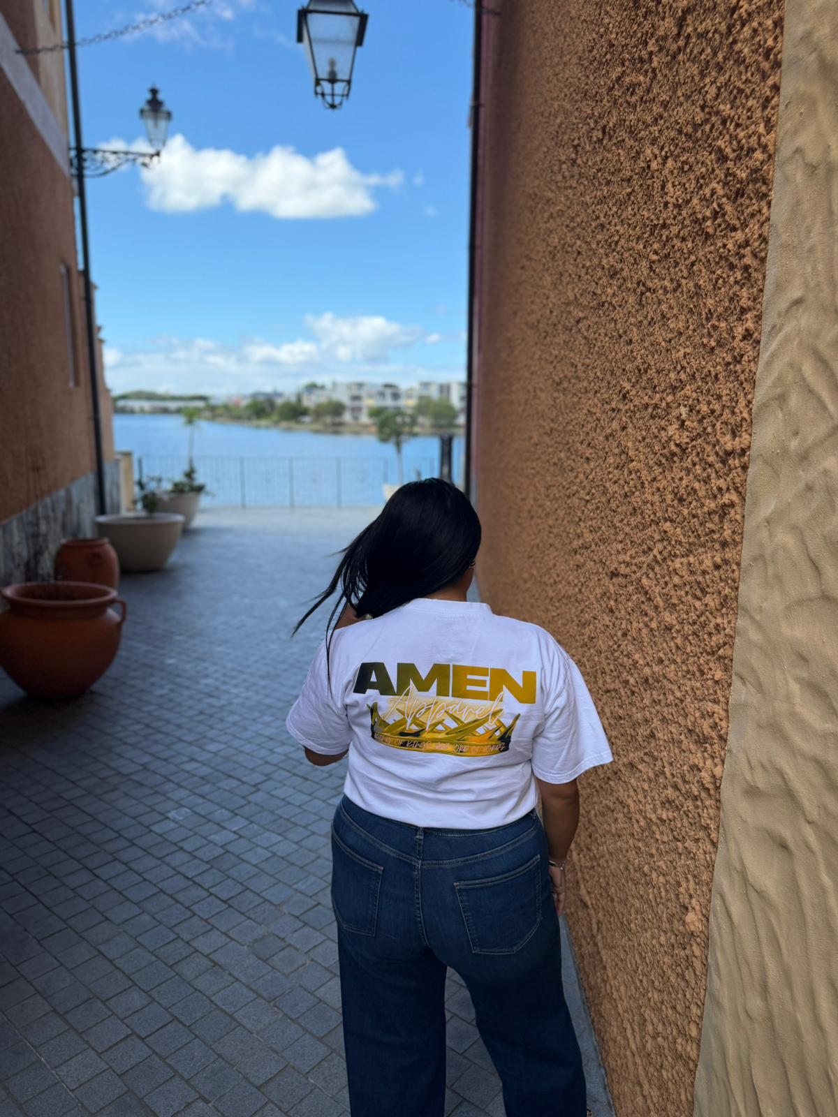 Amen Apparel King of Kings White Tee Gold Crown of thorns oversized t shirt christian catholic amen Streetwear Jesus